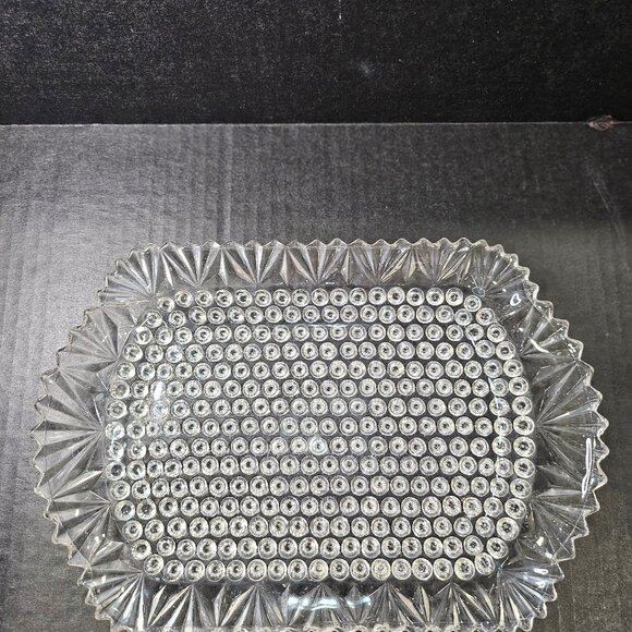 Antique EAPG Pattern Glass Pointed Hobnail Fan Edge Doyle 150 Dish Circa 1880s - Picture 2 of 8